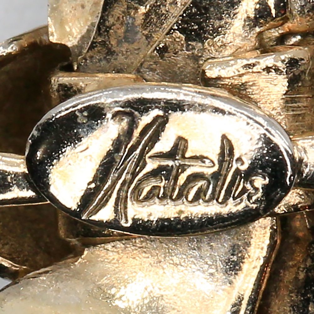 Vintage Natalie Art Moderne Silver Tone Bow Brooch With Orange Rhinestones 1940s - Picture 3 of 4